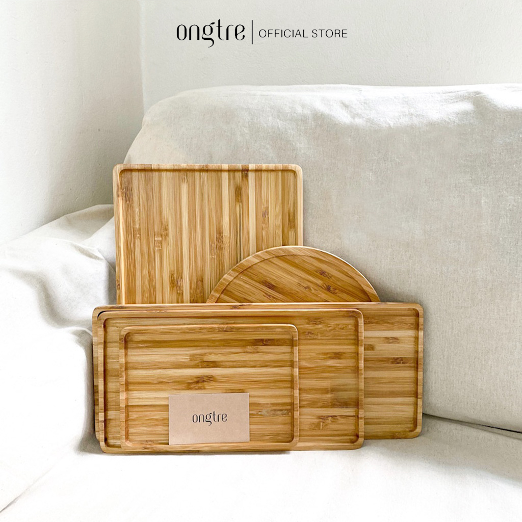 Khay Tre ONGTRE Tròn, Vuông, Chữ Nhật, Khay Đựng Đồ Ăn, Khay Trà, Khay Phục Vụ Decor Nhà Hàng, Khách Sạn