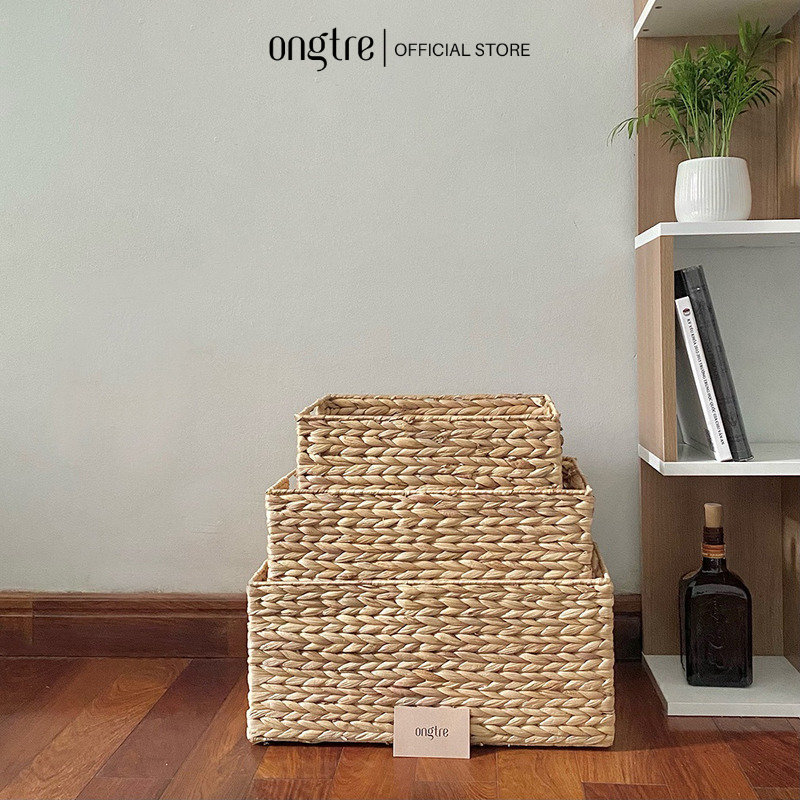 Giỏ Lục Bình ONGTRE Hình Tròn, Chữ Nhật, Giỏ Đựng Đồ Decor, Khay Đựng Đồ Phòng Khách, Phòng Ngủ, Homestay