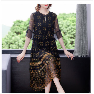 Đầm Thêu Hoa Trung Niên Khí Chất Sang Trọng VH93