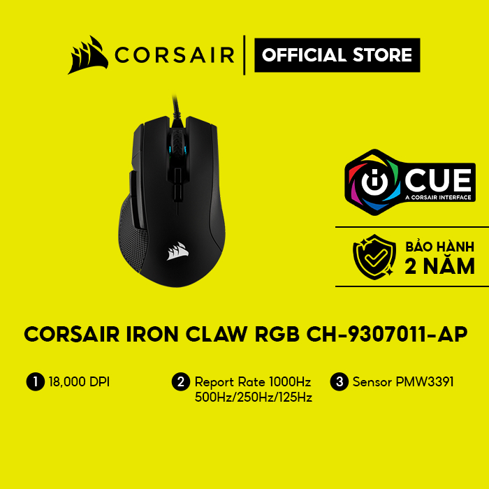 [Mã ELCL7 giảm 7% đơn 300K] Chuột Corsair Iron Claw RGB CH-9307011-AP