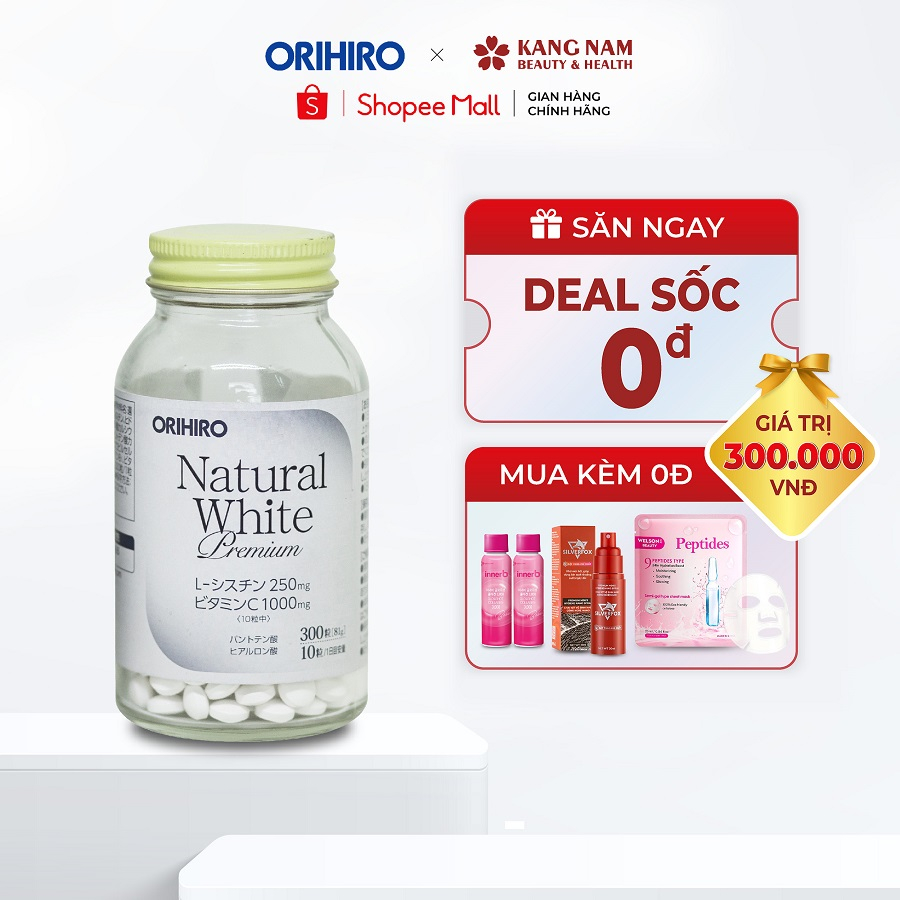 Viên Uống Trắng Da Natural White Premium Orihiro 300 viên