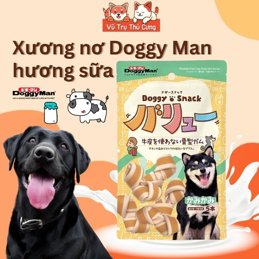 Snack cho Chó dạng Xương nơ hương sữa DoggyMan Nhật Bản (5 cây)