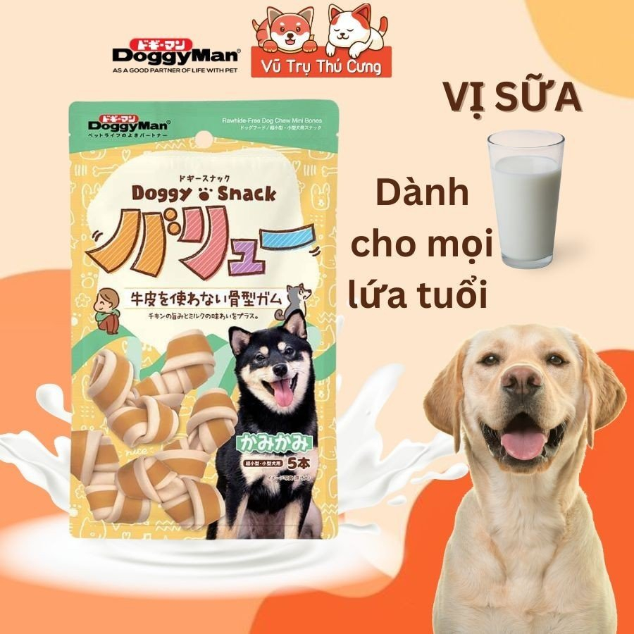 Snack cho Chó dạng Xương nơ hương sữa DoggyMan Nhật Bản (5 cây)