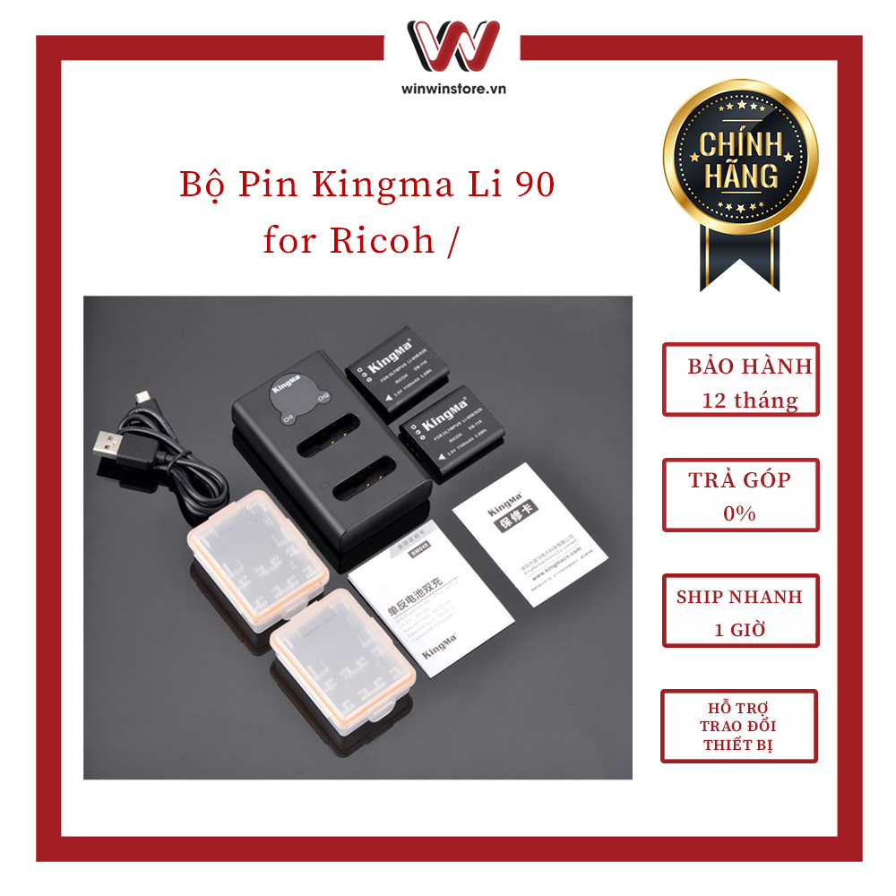 Combo Pin/ Dock Sạc KingMa LI-90B (2 pin và 1 sạc đôi) cho Ricoh GR3 ...