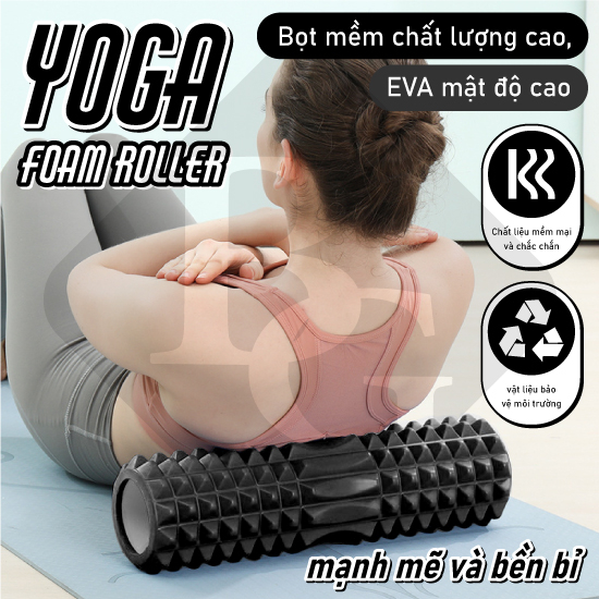 { BLACK}-BG Con Lăn Massage Ống Lăn Dãn Cơ Foam Roller Tập Gym,Yoga,Thể Hình