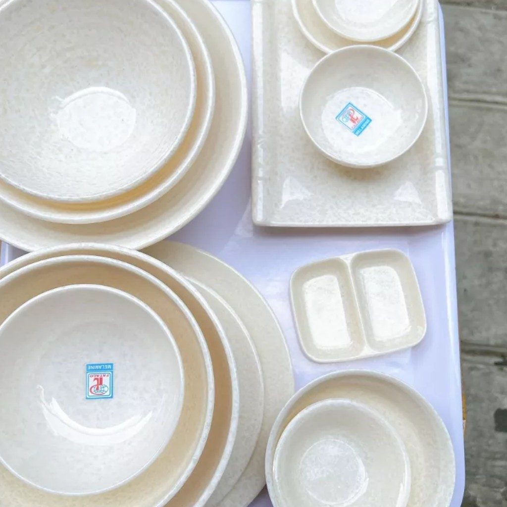 Chén - Tô - Dĩa Vân Đá Trắng Nhựa Melamine Cao Cấp Fataco nhièu mẫu mã đa dạng đủ size