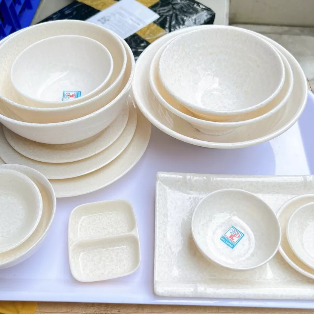 Chén - Tô - Dĩa Vân Đá Trắng Nhựa Melamine Cao Cấp Fataco nhièu mẫu mã đa dạng đủ size