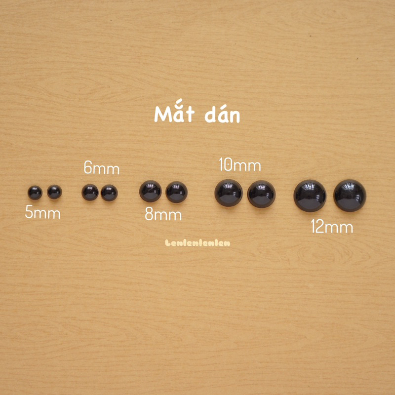 [Túi 5 cặp] Mắt Dán Thú Bông, mắt tròn, mắt oval (không kèm chốt)