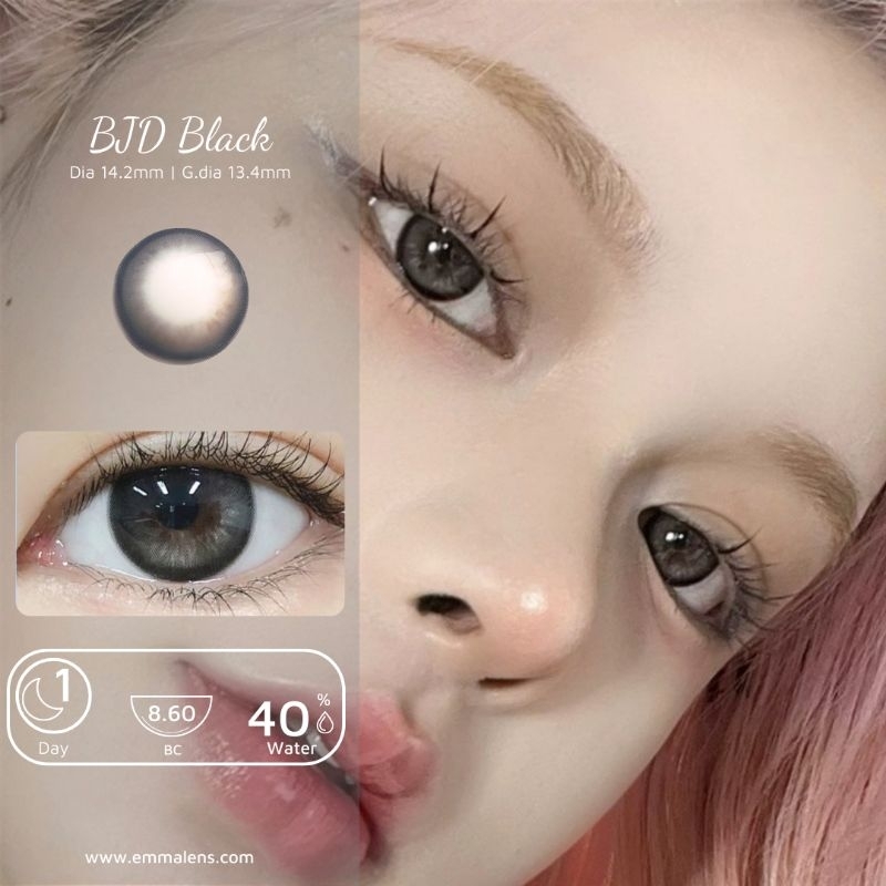 🌸 Kính áp tròng 1 ngày  BJD black - Lens 1 ngày đen mix giãn nhẹ/Emma Super Mini Contact Lens 🌸