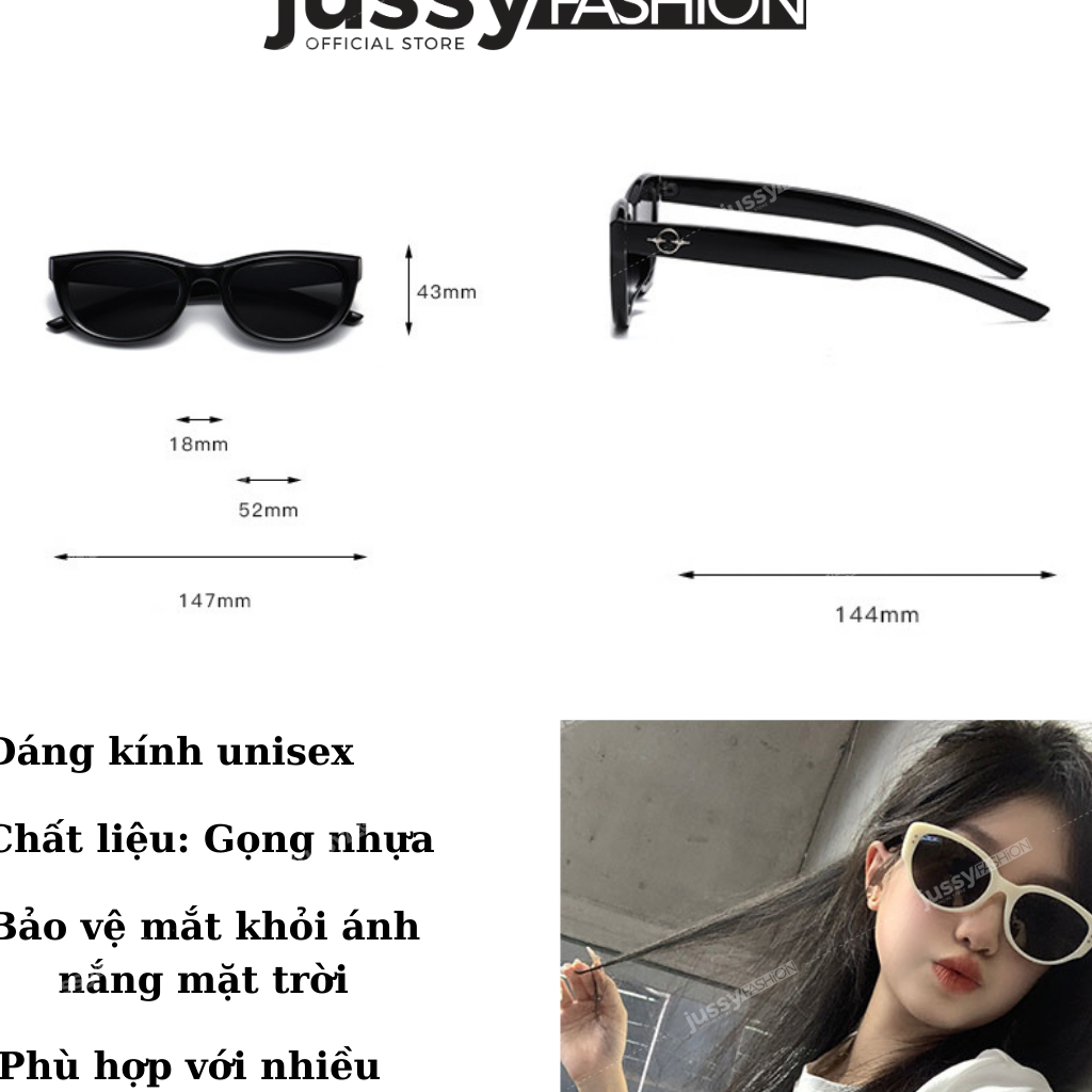 Kính Mát JMK01 Cao Cấp Jussy Official Kính Gọng Mắt Mèo Chống Tia Uv Phong Cách Thời Trang Hàn Quốc Cho Nam Và Nữ