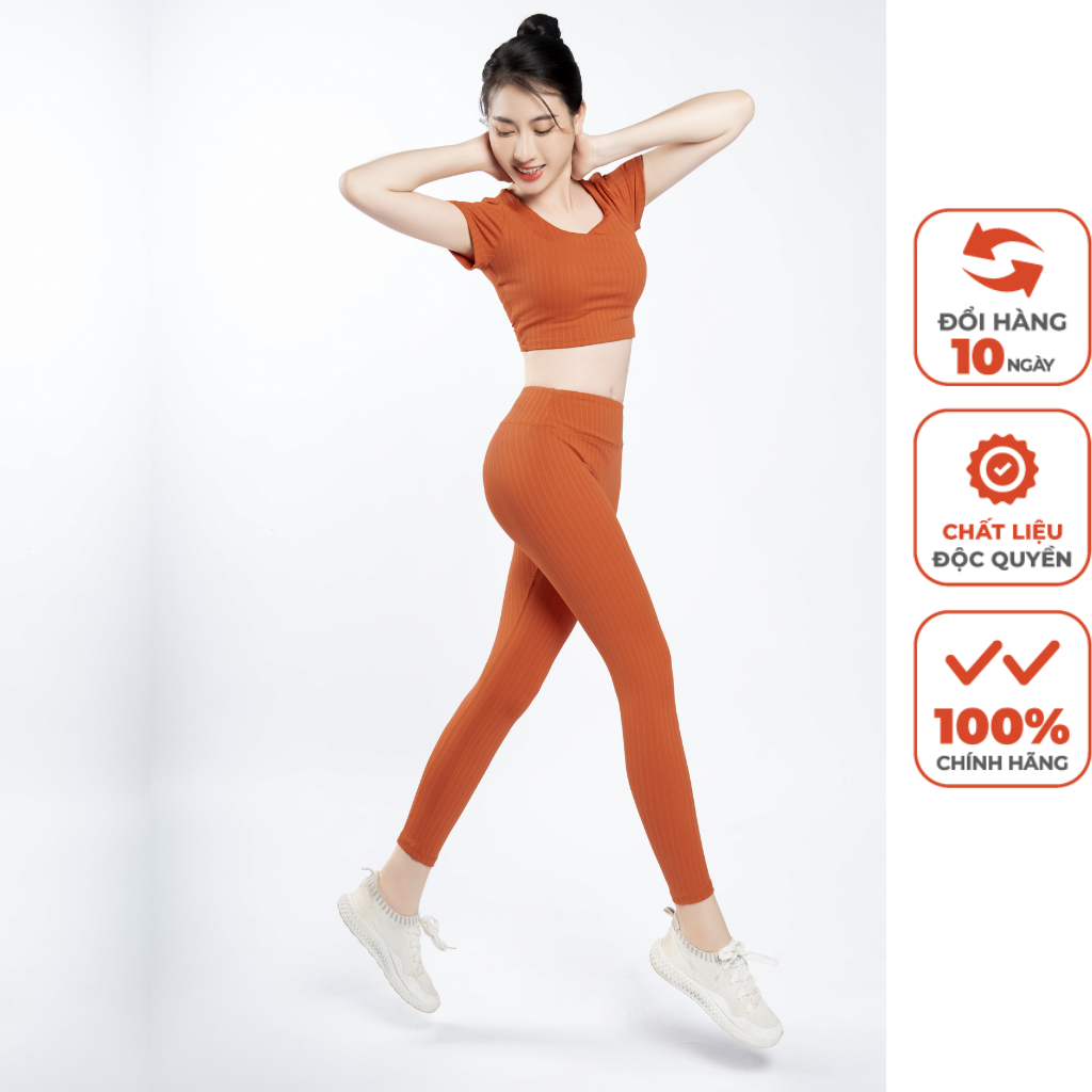 Bộ Tập Yoga 212204 Áo Croptop & Quần Legging Livan Sport Co Giãn Mềm Mịn