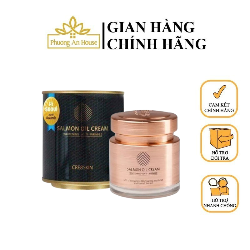 Kem dưỡng da cá hồi Cre8skin Salmon Oil Cream giúp da trắng sáng mịn màng Hàn Quốc 80g - PHUONGANHOU