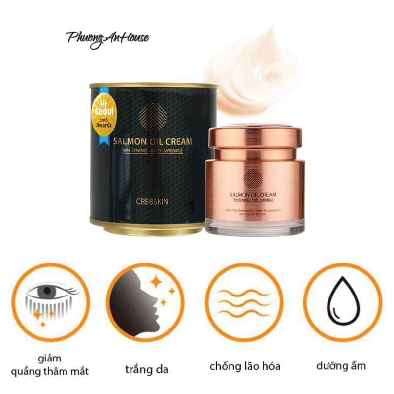 Kem dưỡng da cá hồi Cre8skin Salmon Oil Cream giúp da trắng sáng mịn màng Hàn Quốc 80g - PHUONGANHOU