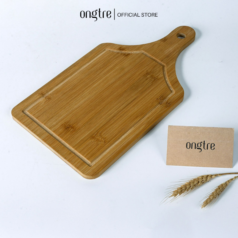 Khay gỗ tre ONGTRE đựng bánh Pizza có tay cầm nhiều kích thước D:15-25 cm
