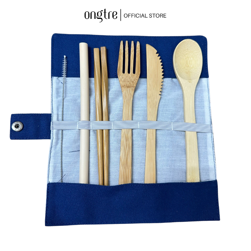 Set Đồ Ăn Tre Du Lịch ONGTRE 7–10 Món, Bộ Muỗng Đũa Cá Nhân, Văn Phòng, Dã Ngoại, Dao, Nĩa, Ống Hút, Quà Tặng, Sự Kiện