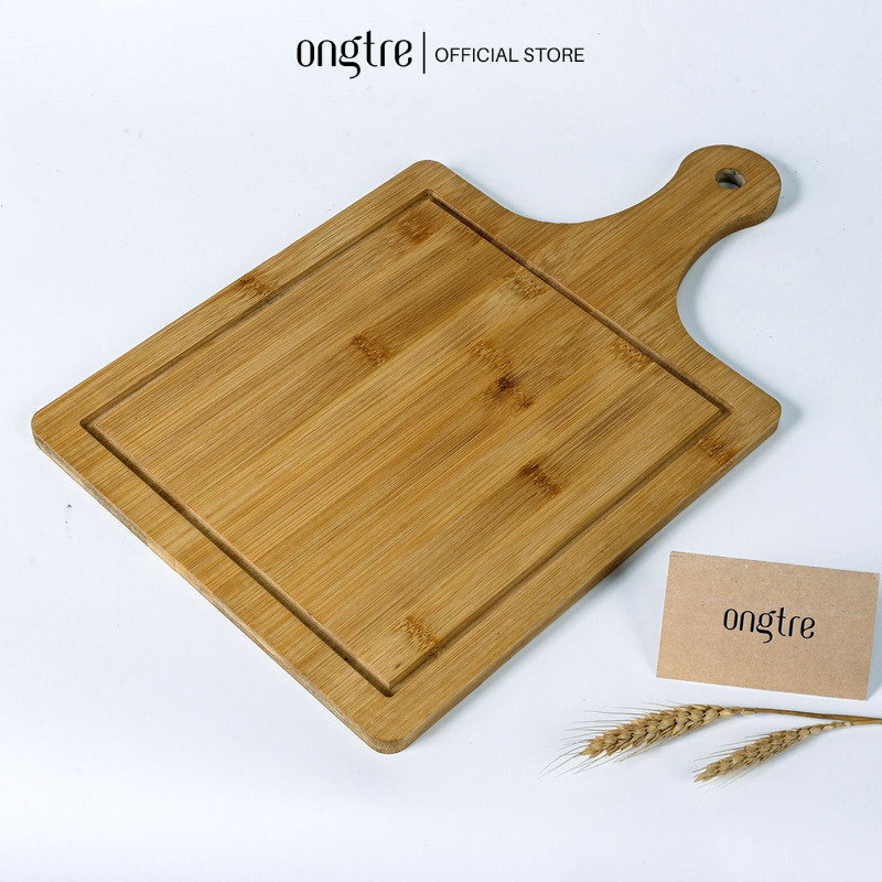 Khay gỗ tre ONGTRE đựng bánh Pizza có tay cầm nhiều kích thước D:15-25 cm