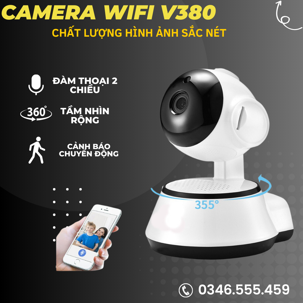 Camera wifi KAW-V380 quay siêu nét 360 độ phân giải FULL HD dùng trong nhà bảo hành 12 tháng