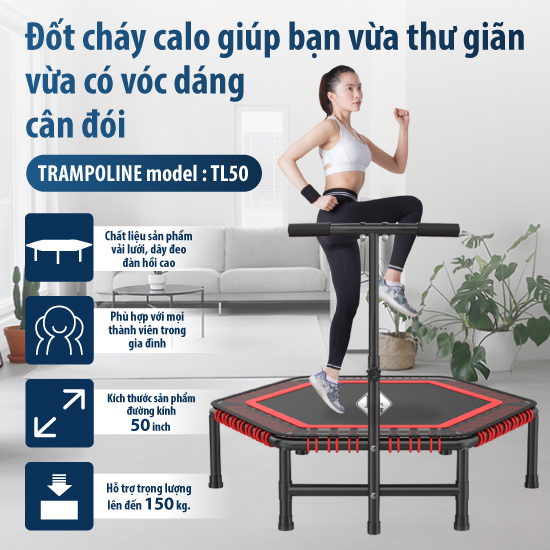 Ảnh BG Sàn nhún lò xo Trampoline 50inch màu ngẫu nhiên cao cấp Thái Lan dành cho mọi lứa tuổi 4