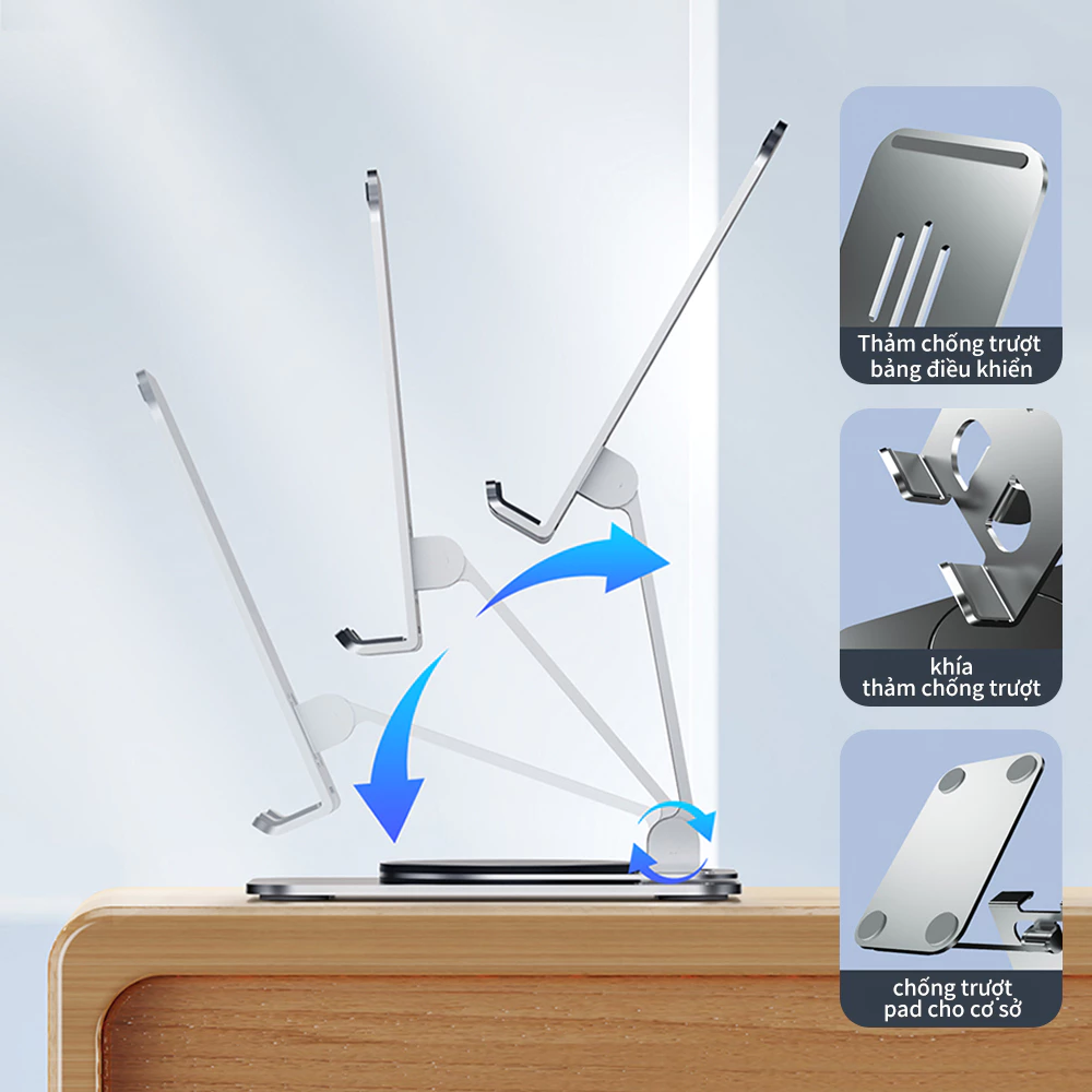 Giá đỡ điện thoại máy tính bảng GOOJODOQ chống trượt kim loại siêu mỏng thích hợp cho iPad 10.2 Soporte Xiaomi Samsung