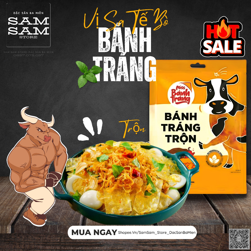 [Mới] Bánh Tráng Trộn Gói Ăn Liền Trọng Lượng 23g Vị Sa Tế Bò Thương Hiệu Miss Bánh Tráng Đặc Biệt Thơm Ngon Giá Ưu Đãi