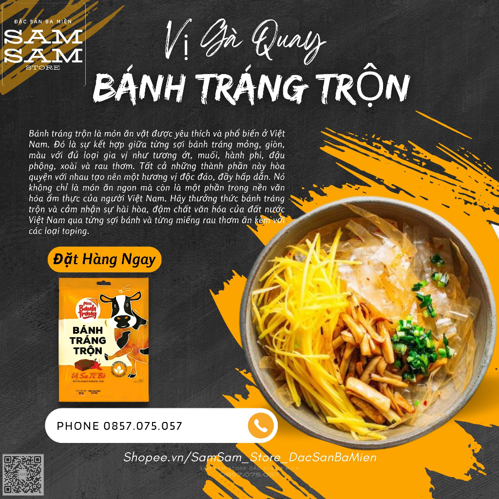 [Mới] Bánh Tráng Trộn Gói Ăn Liền Trọng Lượng 23g Vị Sa Tế Bò Thương Hiệu Miss Bánh Tráng Đặc Biệt Thơm Ngon Giá Ưu Đãi