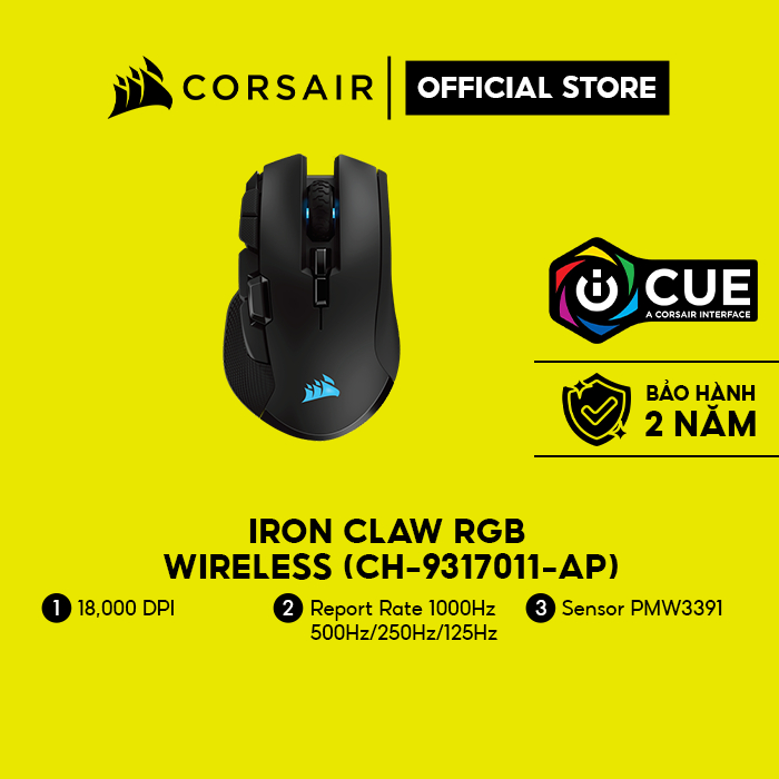 [Mã ELCL7 giảm 7% đơn 300K] Chuột Corsair Iron Claw RGB Wireless (CH-9317011-AP)