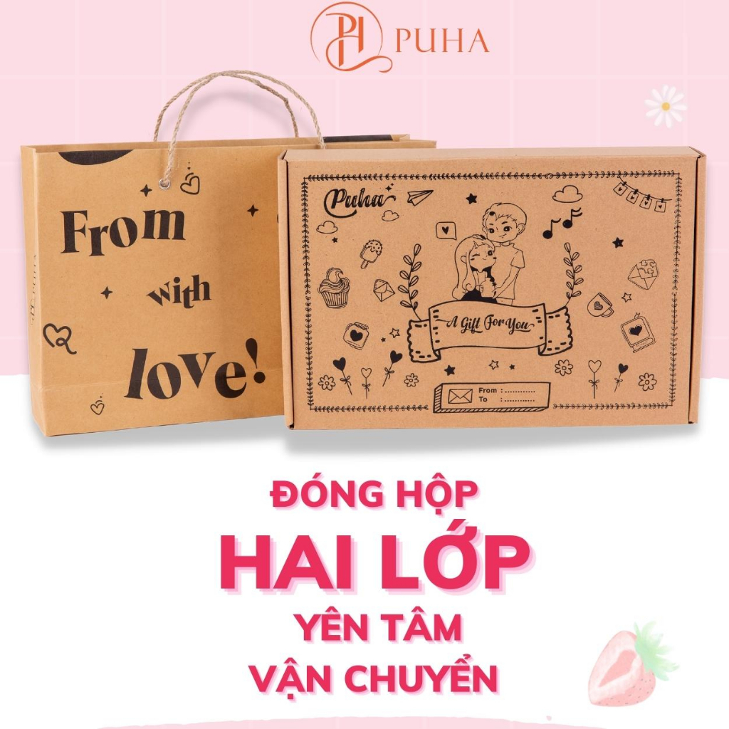 Ảnh Hộp quà tặng sinh nhật người yêu, combo túi chườm bụng kinh Puha 3 món ý nghĩa 1