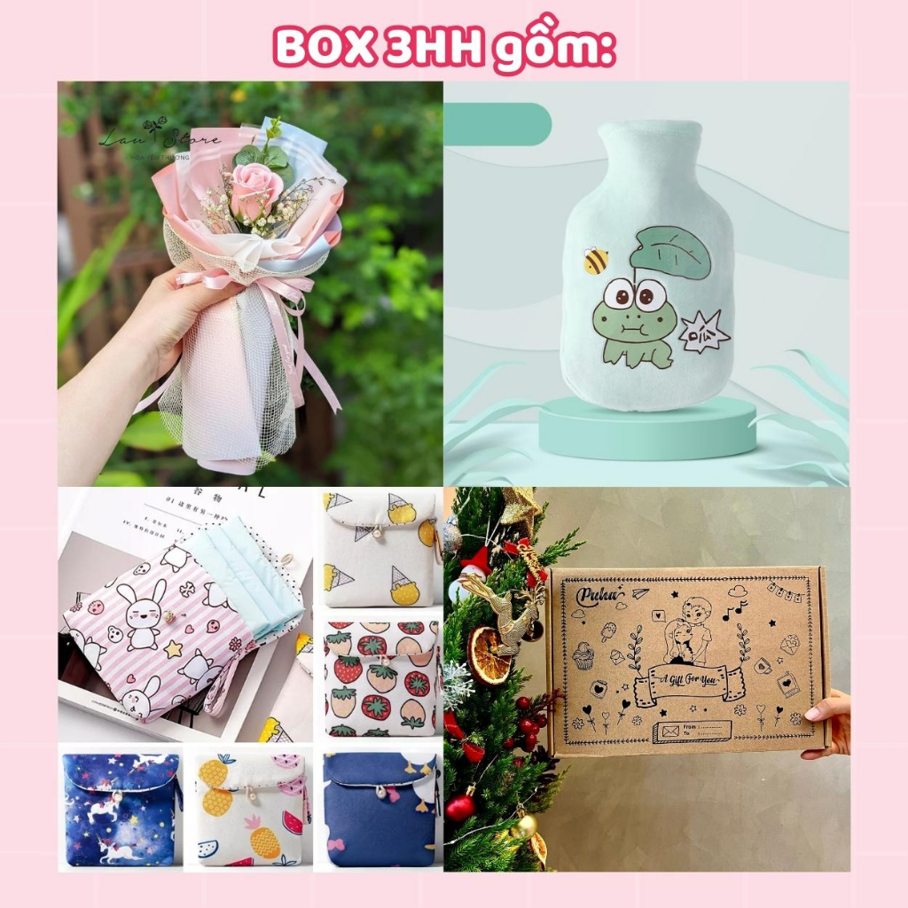 Ảnh Hộp quà tặng sinh nhật người yêu, combo túi chườm bụng kinh Puha 3 món ý nghĩa 4