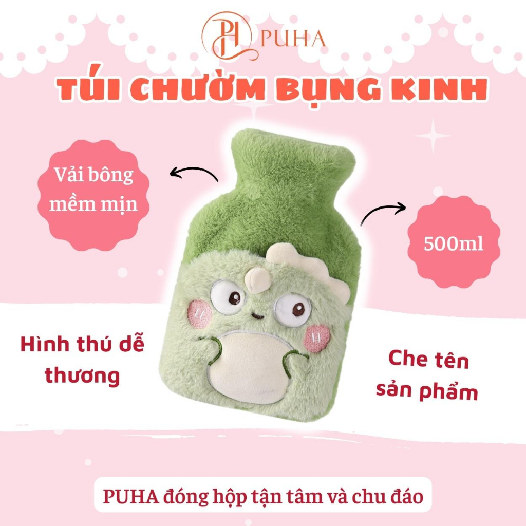 Ảnh Túi chườm nóng đau bụng kinh Puha 500ml công dụng sưởi ấm giữ nhiệt hiệu quả 4