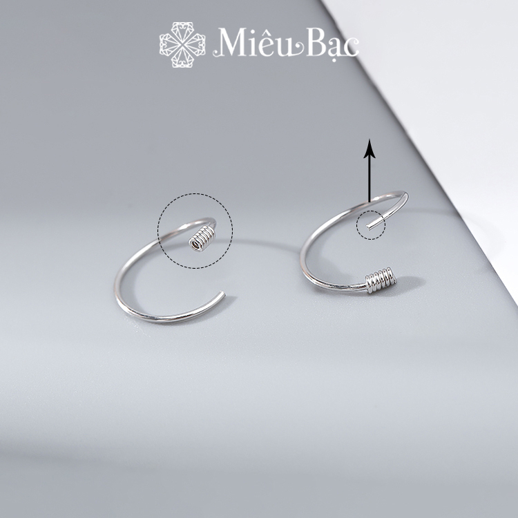 Ảnh Khuyên tai bạc nữ Miêu Bạc xoắn lò xo basic chất liệu bạc s925 thời trang phụ kiện trang sức B400393 2