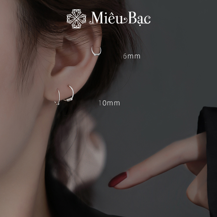 Ảnh Khuyên tai bạc nữ Miêu Bạc xoắn lò xo basic chất liệu bạc s925 thời trang phụ kiện trang sức B400393 3