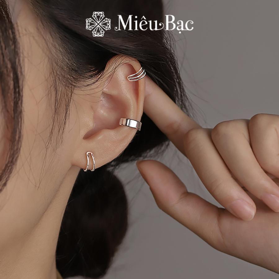Bông tai bạc nữ Miêu Bạc khuyên tai kẹp vành cá tính chất liệu bạc S925 thời trang phụ kiện trang sức B400359