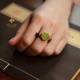 Nhẫn Trầm Hương Cỏ 4 Lá (Free size)