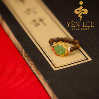 Nhẫn Trầm Hương Cỏ 4 Lá (Free size)