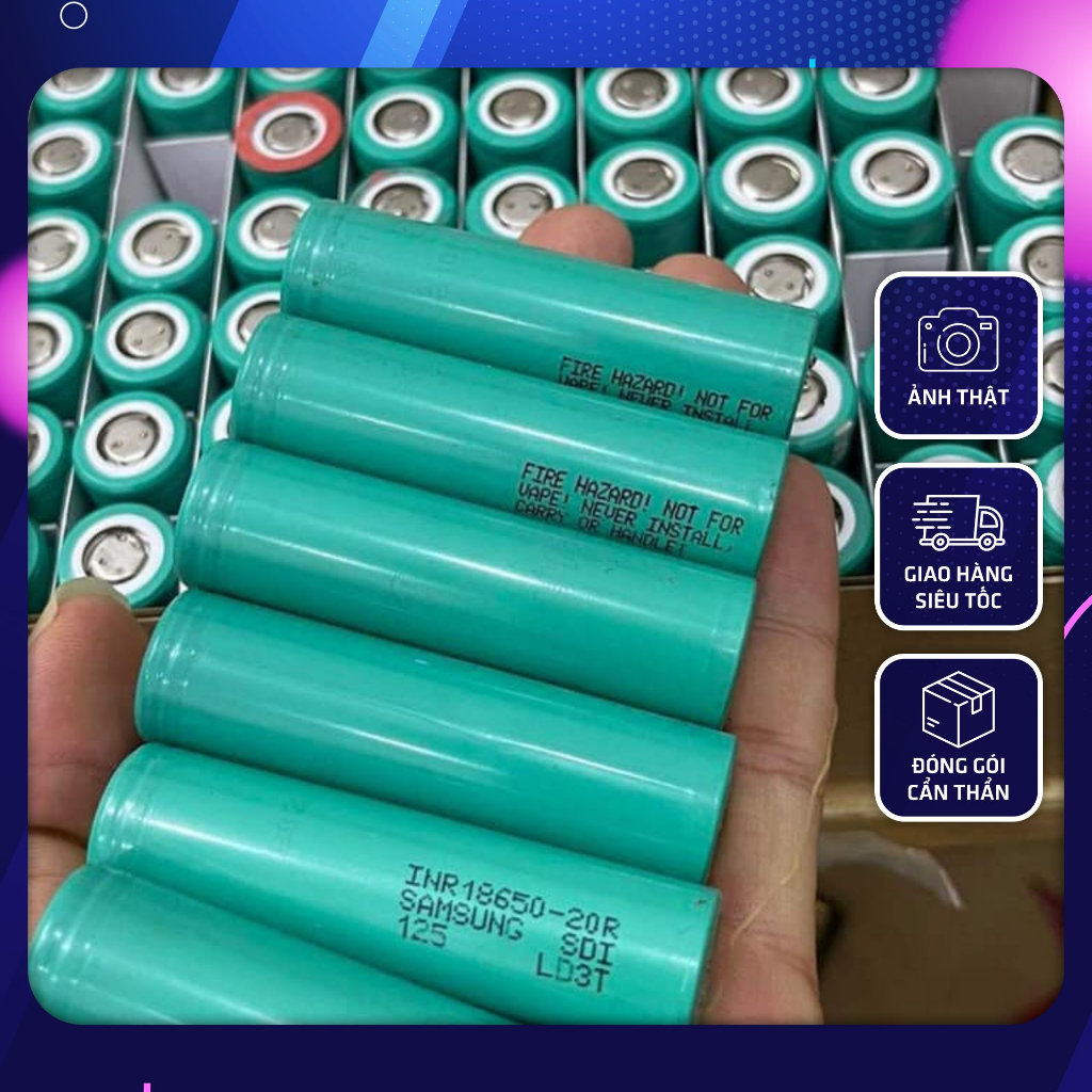 Pin 18650 Samsung 20R dung lượng 2700mAh - 3.7V xả 25A Tháo khối ...