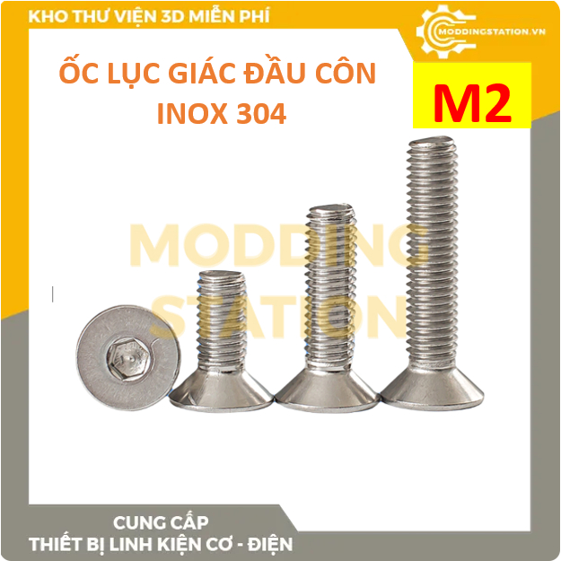 Ốc Lục giác đầu phẳng inox 304 size M2x3, M2x4, M2x5, M2x6, M2x8, M2x10 ...
