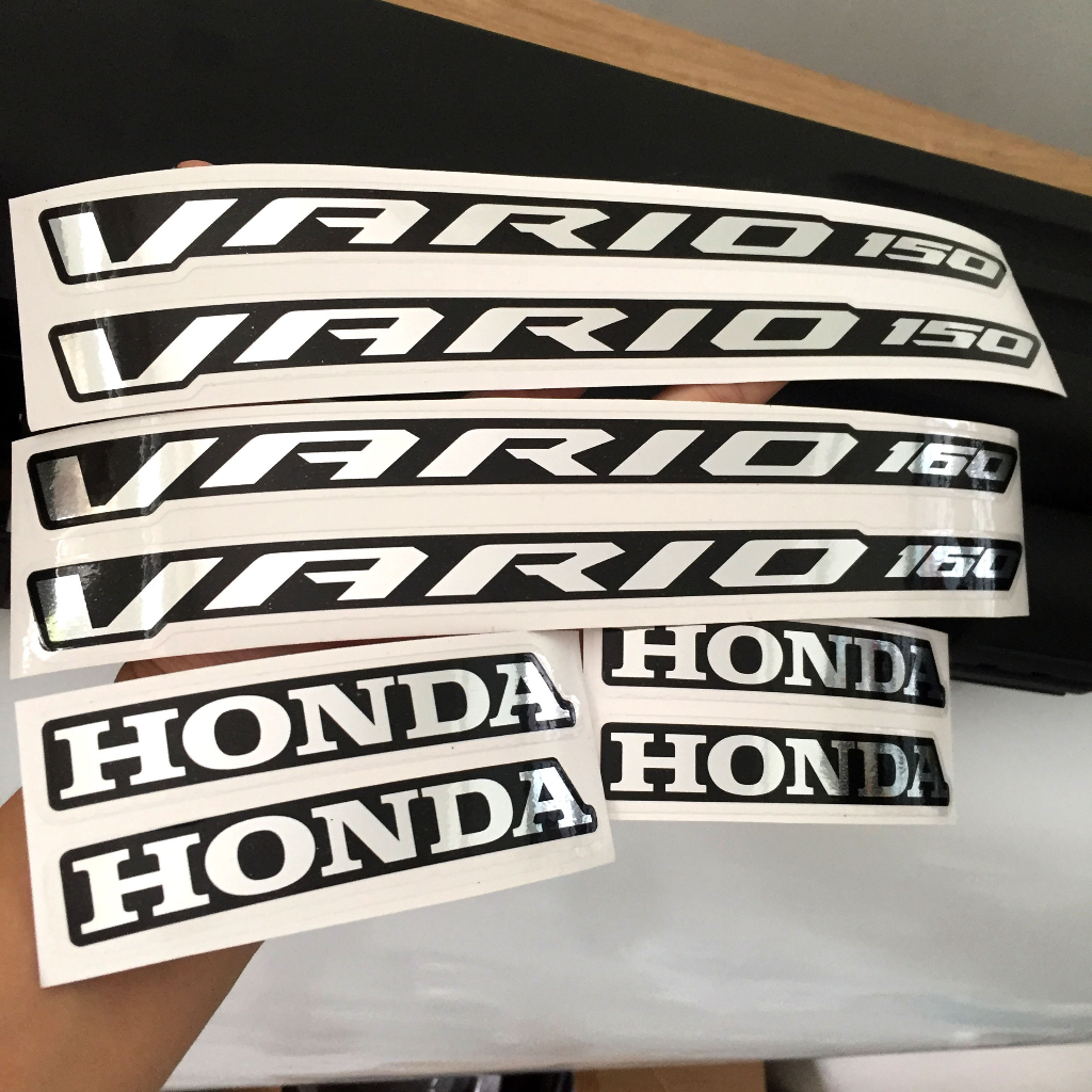 Cặp chữ Vario 150, Vario 160, Honda. Chất liệu Crom sáng bóng như inox. Chống nước, bền bỉ