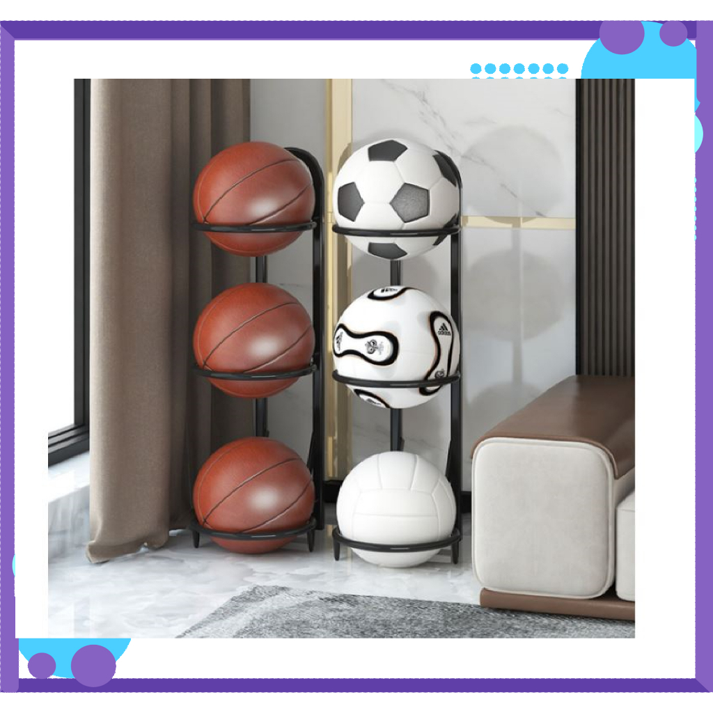 Giá kệ để bóng rổ gấp gọn Giá kệ đựng bóng rổ inox màu đen trang trí ...