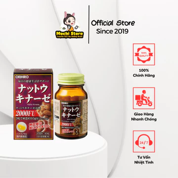 Viên Uống Hỗ Trợ Ngăn Ngừa Đột Quỵ Orihiro Natto Kinase 2000FU Nhật Bản, Hộp 60 viên