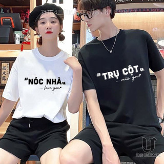 Áo đôi nam nữ, áo phông cặp in hình trụ cột nóc nhà mẫu mới ( GIÁ 1 ÁO)