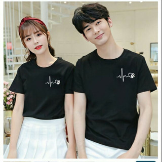 Áo cặp nam nữ, áo phông cặp in hình nhịp tim dễ thương chất cotton không bong tróc ( GIÁ 1 ÁO )