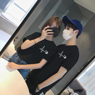 Áo cặp nam nữ, áo phông cặp in hình nhịp tim dễ thương chất cotton không bong tróc ( GIÁ 1 ÁO )
