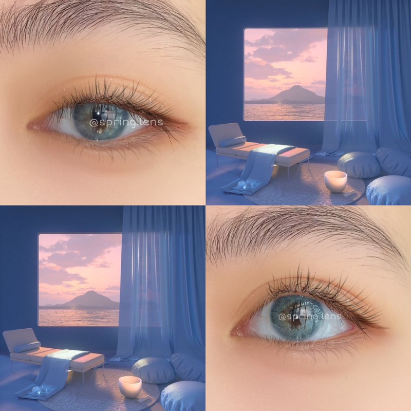 Kính áp tròng AVA BLUE xanh biển tây áp tròng không giãn 1 tháng | Spring Lens