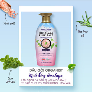Dầu Gội Tẩy Da Chết Muối Hồng Himalaya Organist 500ml, Elastine Oganist Himalaya Pink Salt Scalp Scaling Shampoo