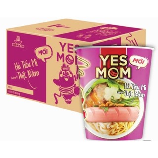 Thùng 12ly mì yesmom có xúc xích 4vị (tôm, bò, sườn, hủ tiếu mì) 79.2gr x 12ly