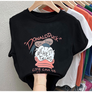 Áo phông thun nữ nam 3158 form rộng KONOVA chất liệu cotton khô in hình vịt donaldduck cute