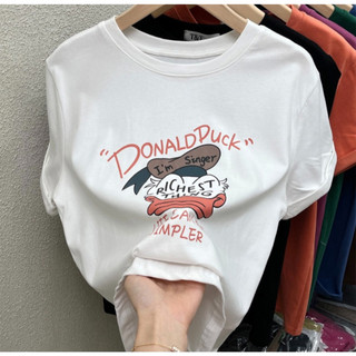 Áo phông thun nữ nam 3158 form rộng KONOVA chất liệu cotton khô in hình vịt donaldduck cute