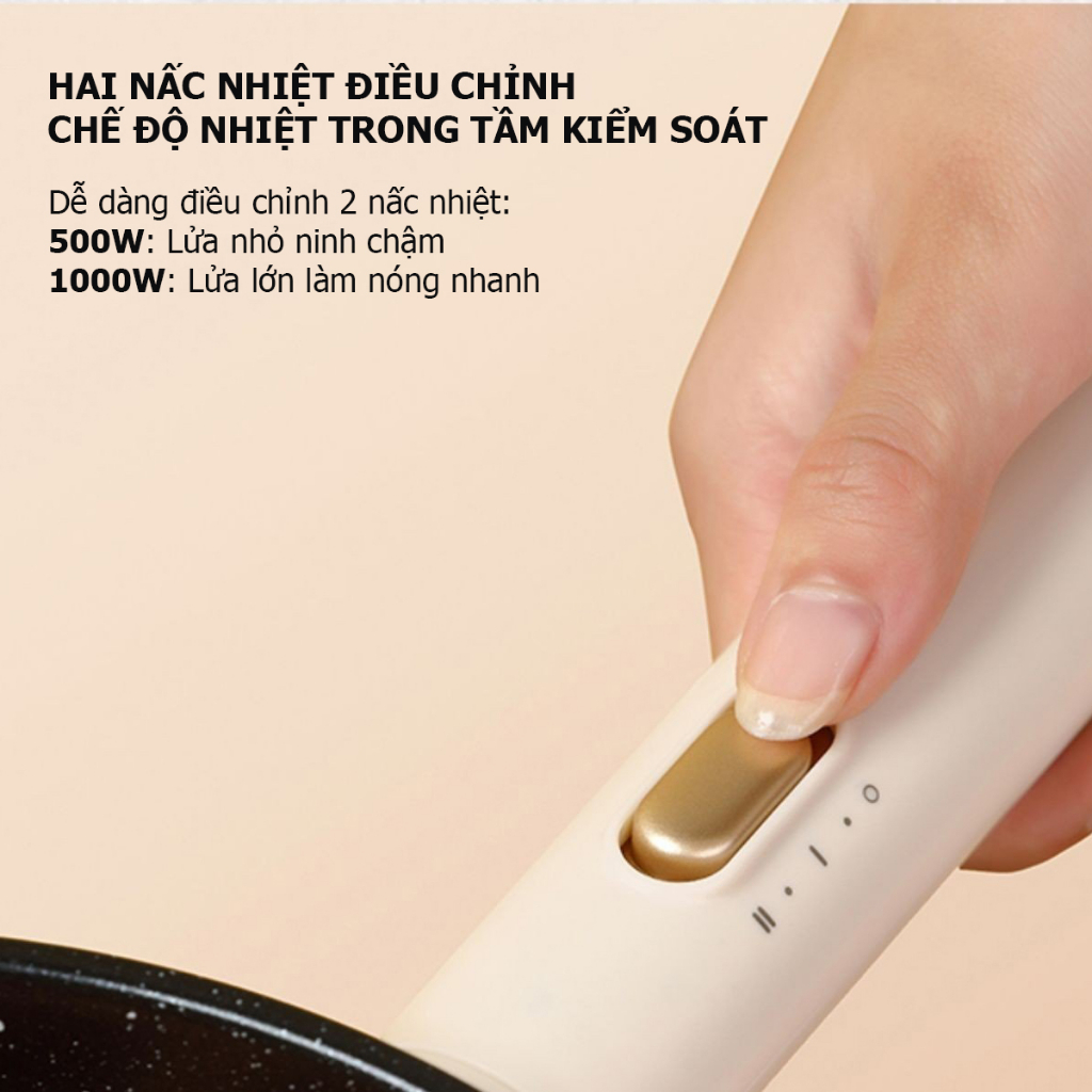 Product image Chảo điện chảo chống dính Xiaomi Qcooker CR-DZG1201 có 2 mức điều chỉnh nhiệt, công suất 1000W, lớp chống dính siêu bền 4