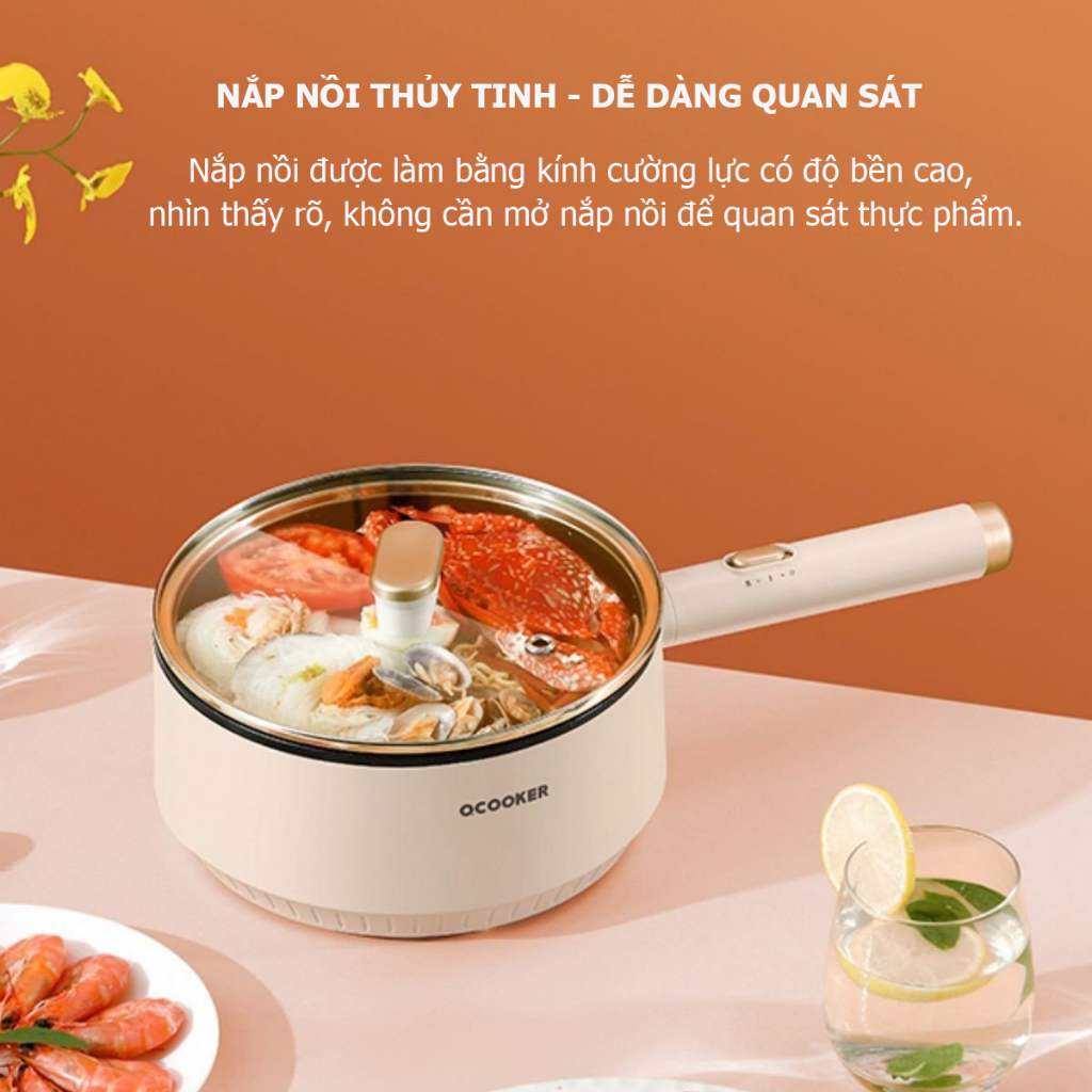 Product image Chảo điện chảo chống dính Xiaomi Qcooker CR-DZG1201 có 2 mức điều chỉnh nhiệt, công suất 1000W, lớp chống dính siêu bền 6