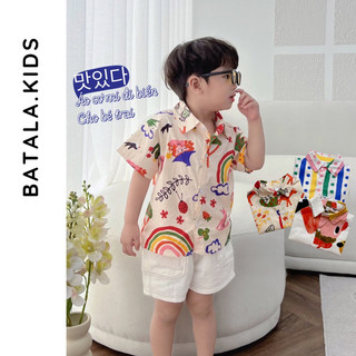 Áo sơ mi cộc tay cho bé trai Batala kids, Sơm mi mùa hè đi biển cho bé hoạ tiết sinh động dễ thương 10- 22kg SM-HOATIE